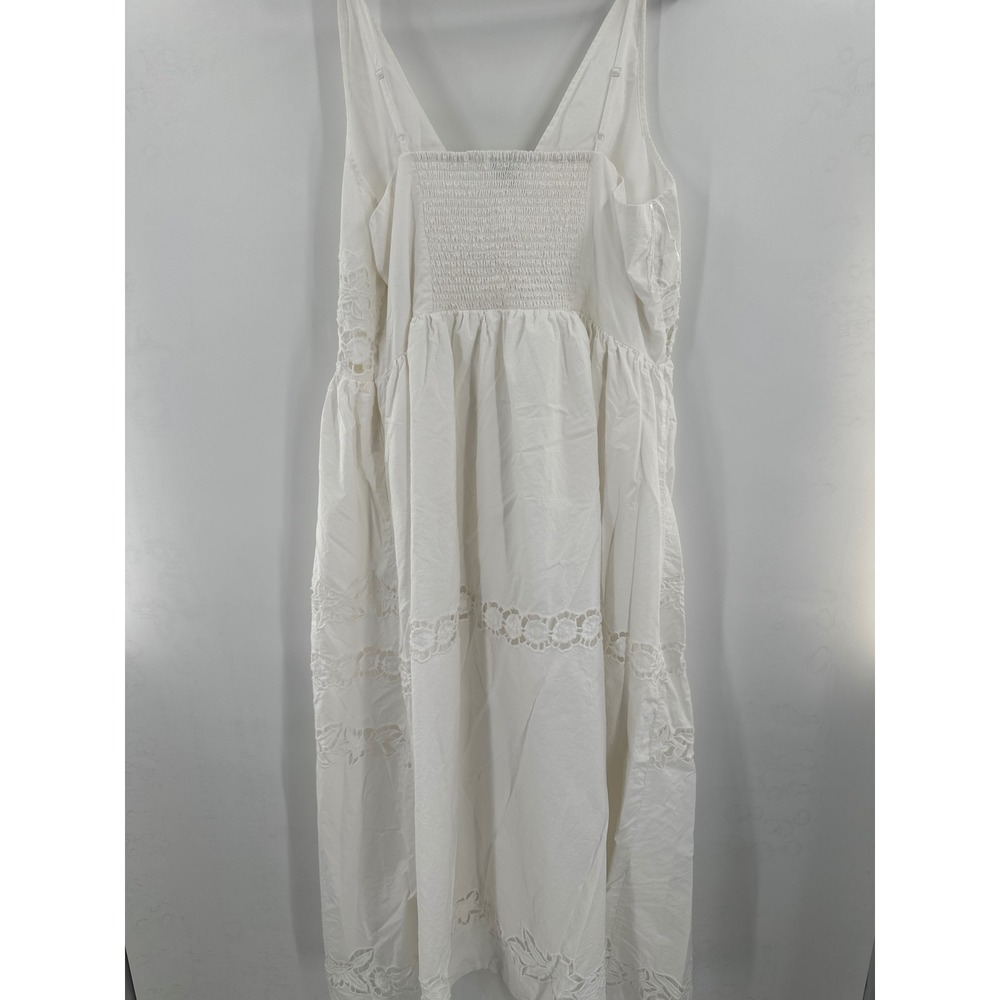 Anthropologie Vineet Bahl Sleeveless V-Neck Floral Cutwork Dress White 2X - Picture 8 of 10